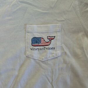 Vineyard Vines White Tee with American Flag Whale